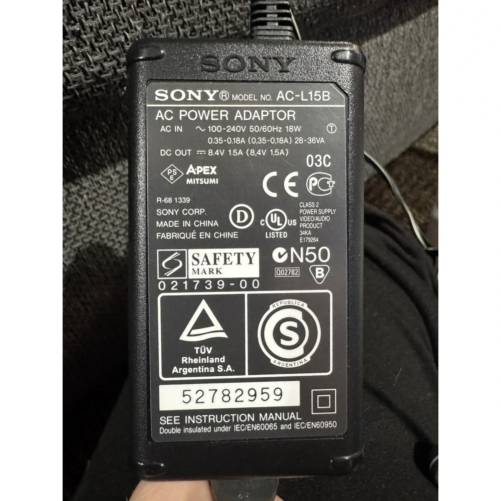 Sony‎ AC-L15A Handycam AC Adapter Power Supply Battery Charger - Genuine OEM